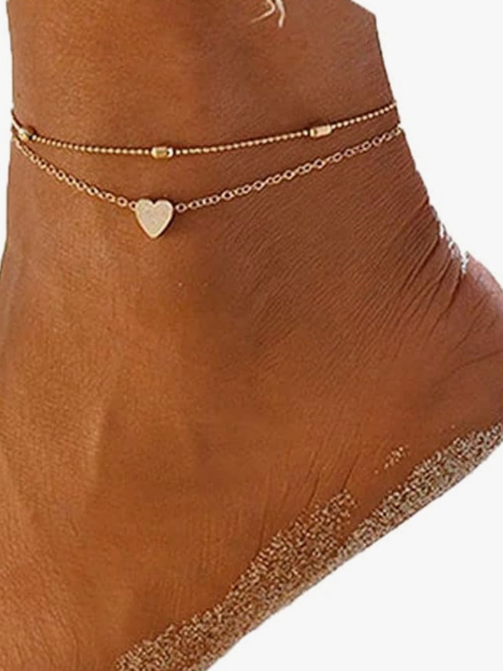 Woman’s Delicate Double Layer Heart Anklet in Gold NWT